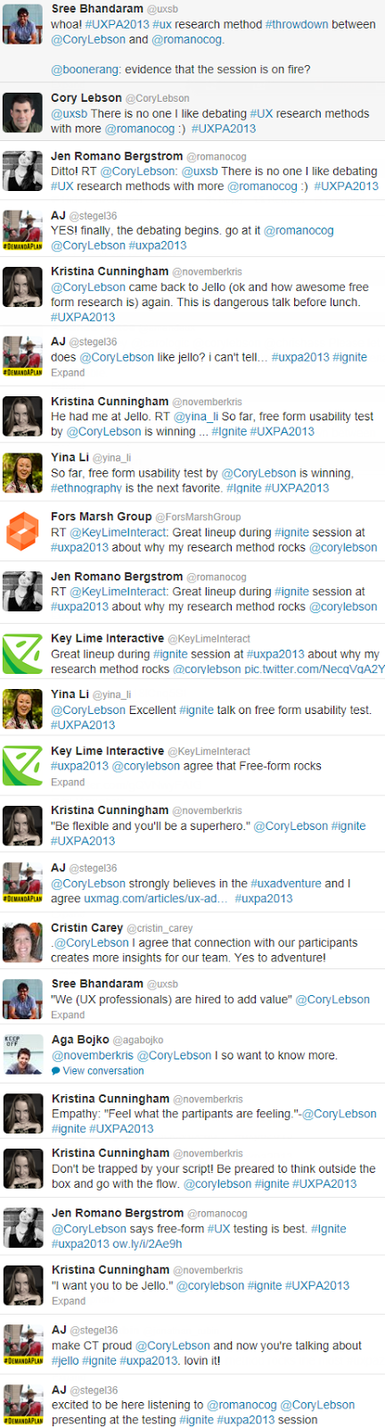 Twitter stream during the Ignite session.